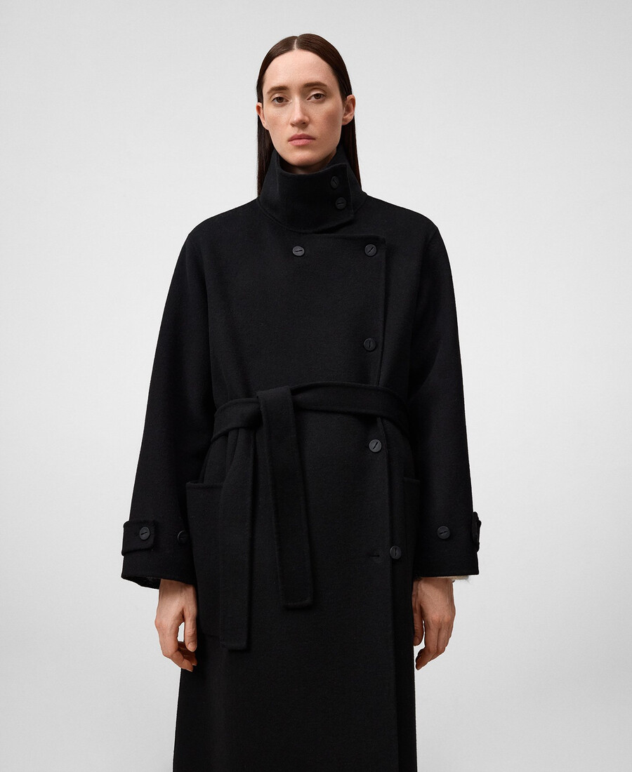 manteau femme à col montant croisé