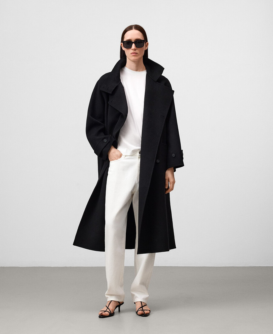 manteau femme à col montant croisé