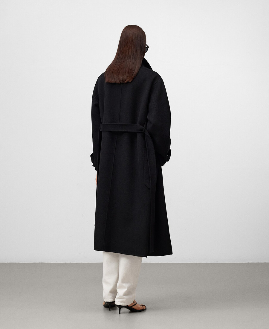 manteau femme à col montant croisé