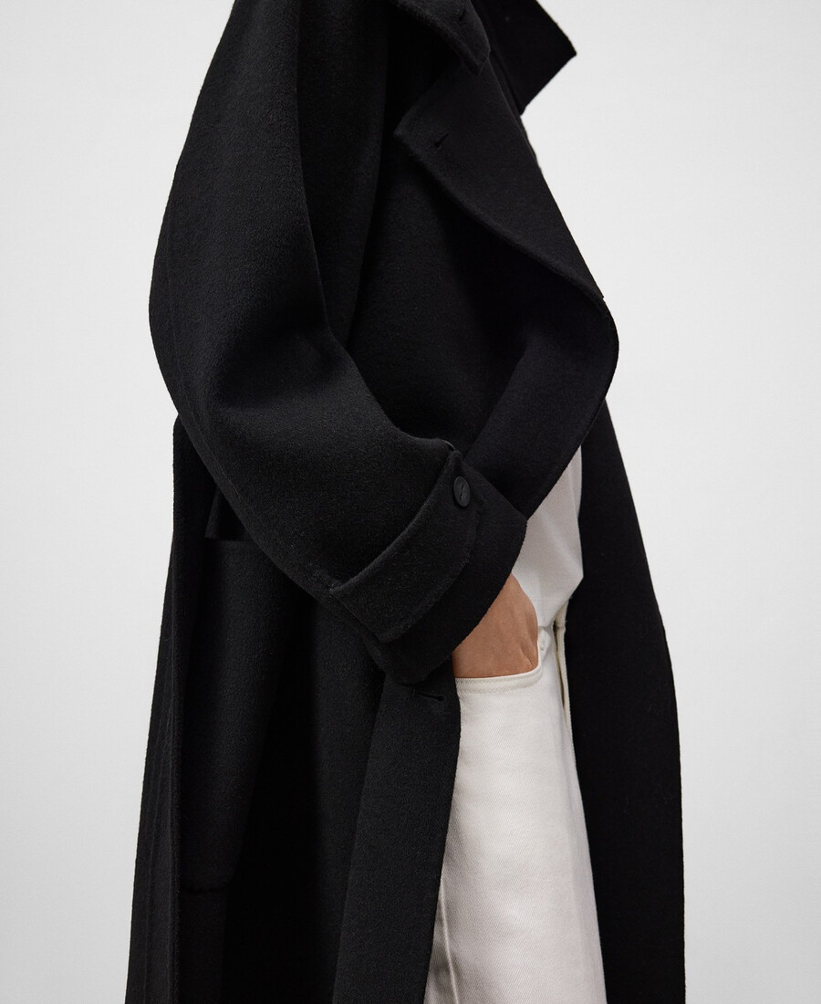 manteau femme à col montant croisé