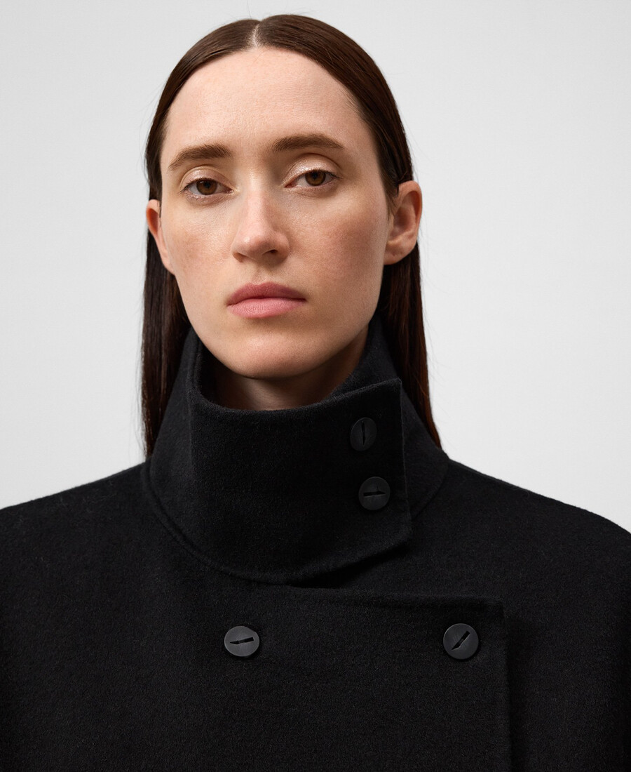 manteau femme à col montant croisé