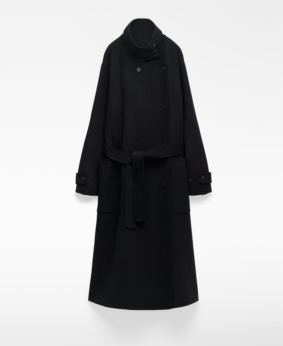 manteau femme à col montant croisé