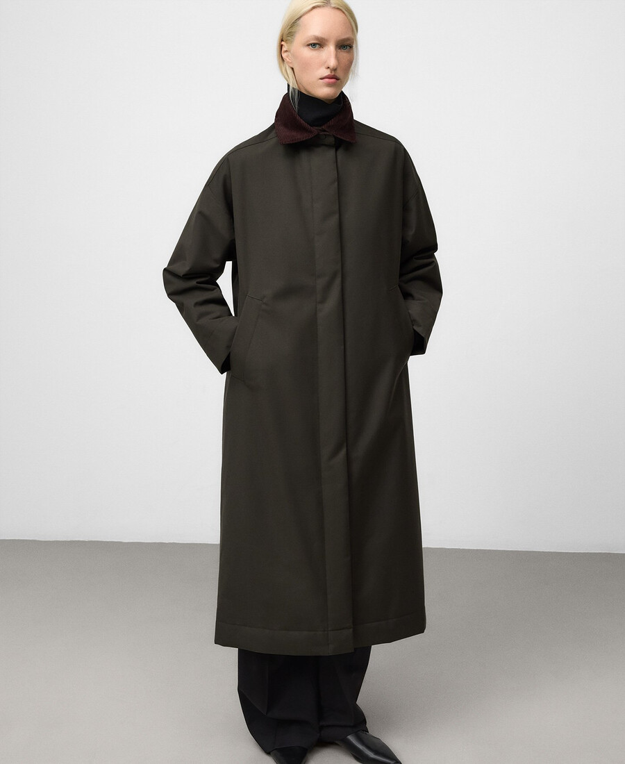 manteau long à col ouvert pour femme