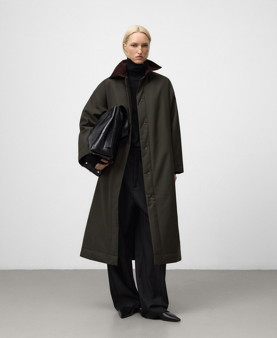 manteau long à col ouvert pour femme