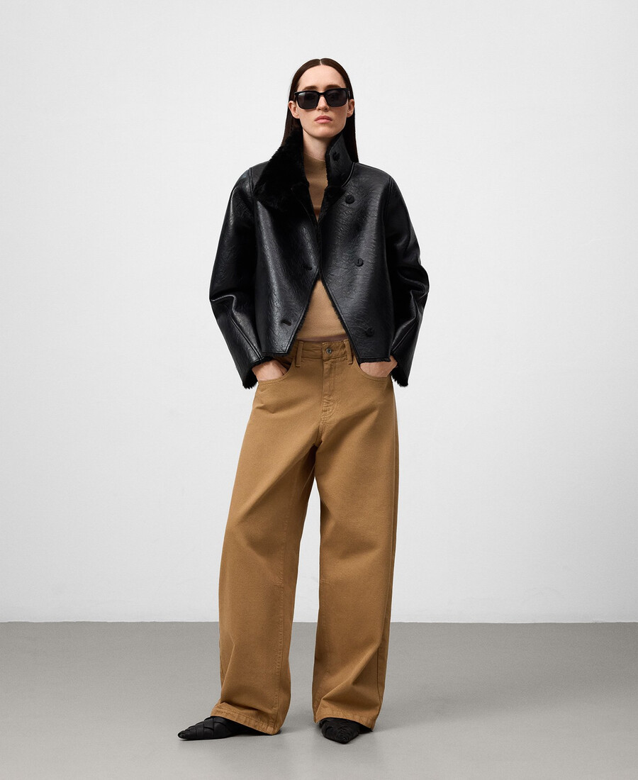 manteau court noir non cuir pour femme