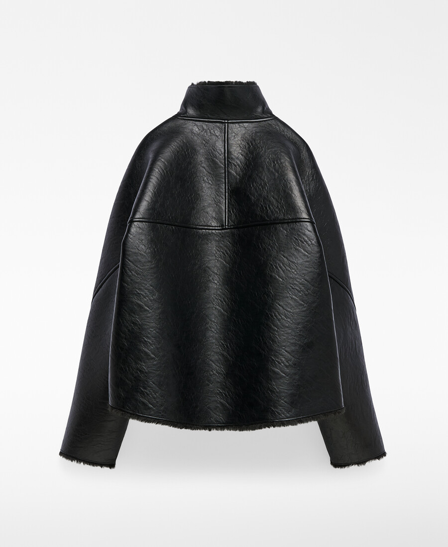 manteau court noir non cuir pour femme