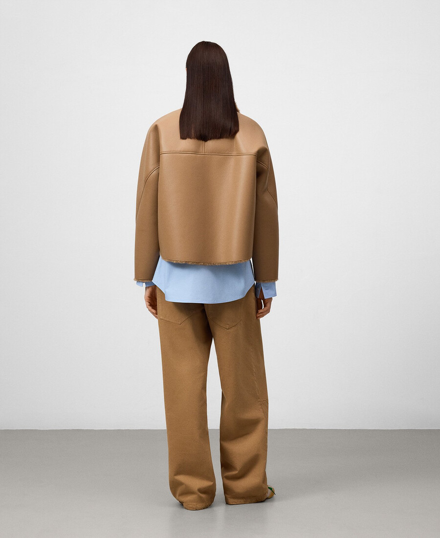 manteau court camel non en cuir pour femme