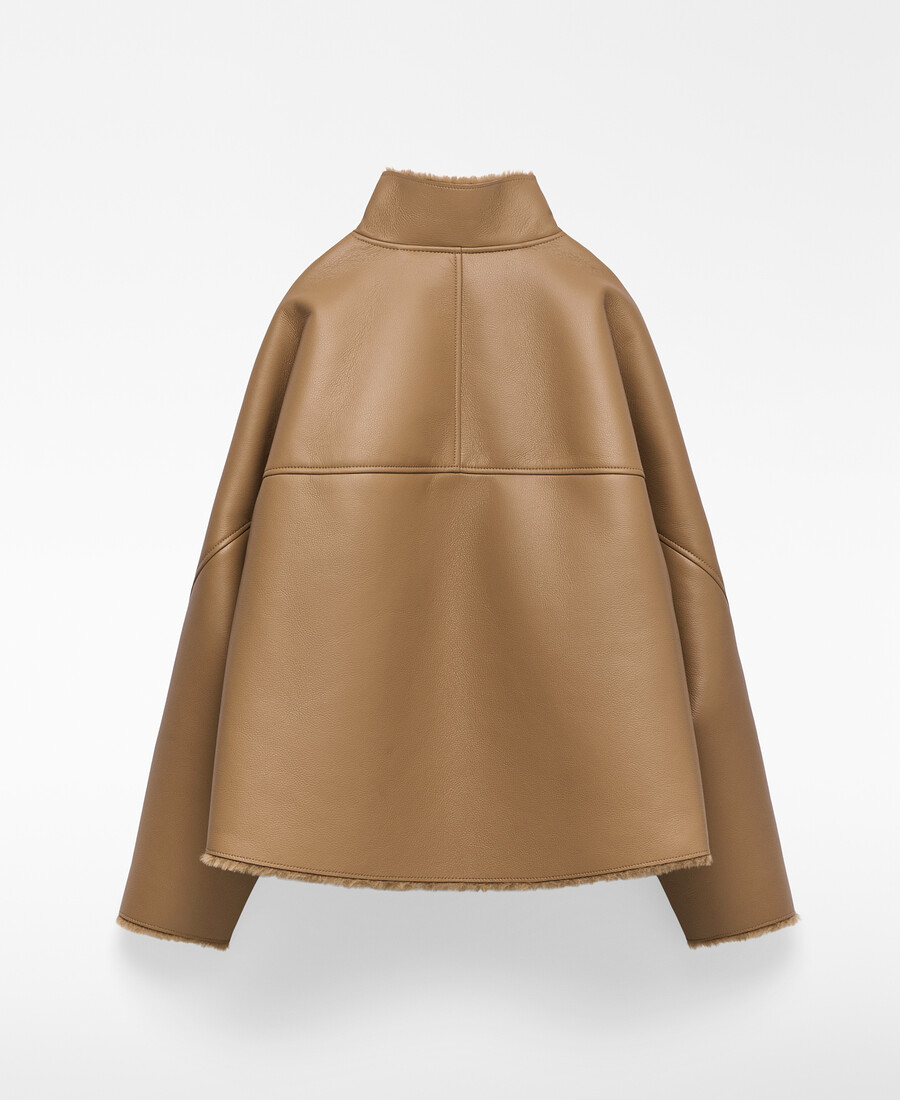manteau court camel non en cuir pour femme