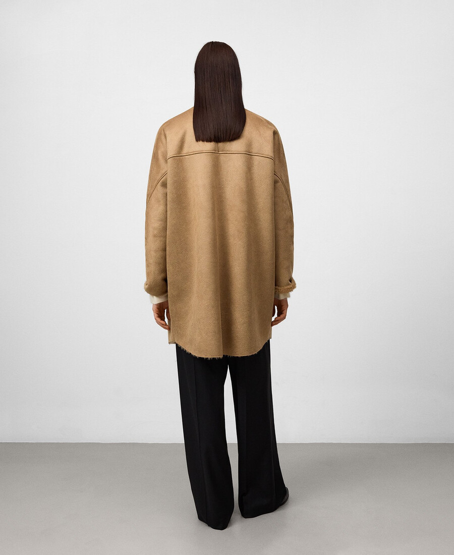 manteau croisé en faux daim pour femme