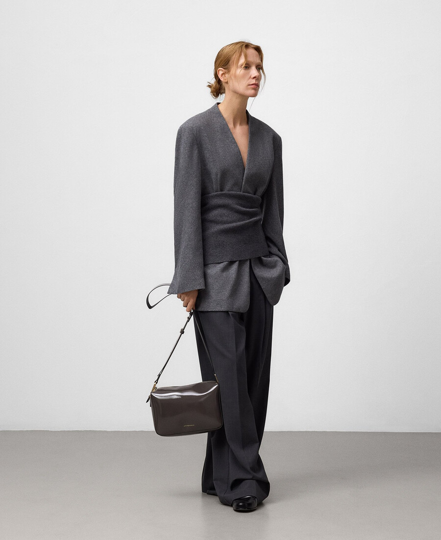 sac bandoulière femme moyen en cuir verni