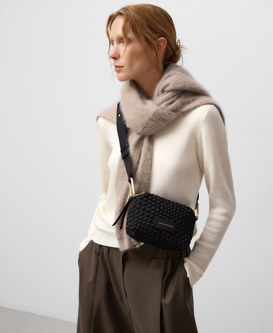 sac bandoulière femme petit format en tissu tressé