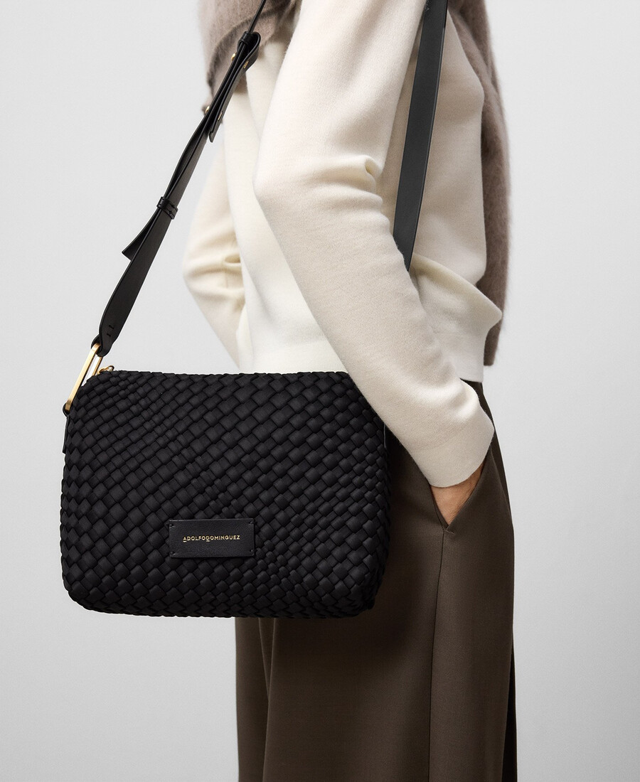 sac bandoulière moyen en tissu tressé pour femme