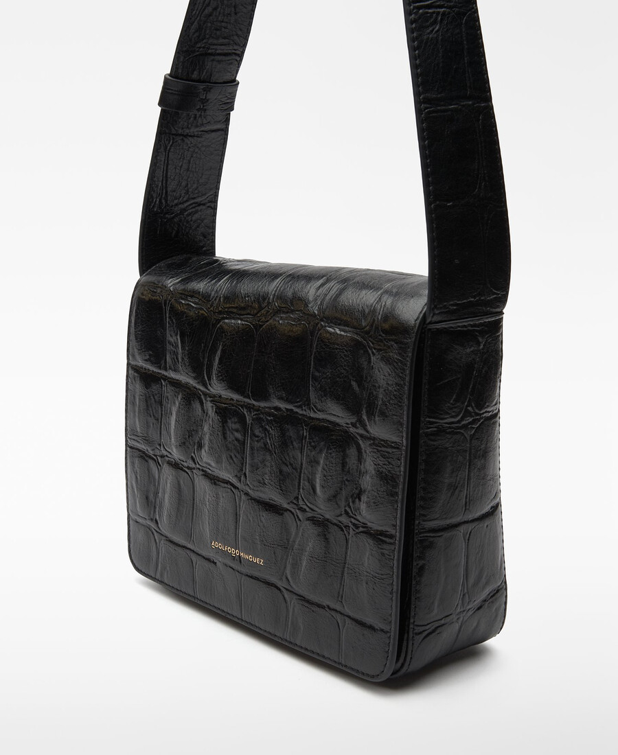 sac bandoulière femme en cuir mica à motif crocodile