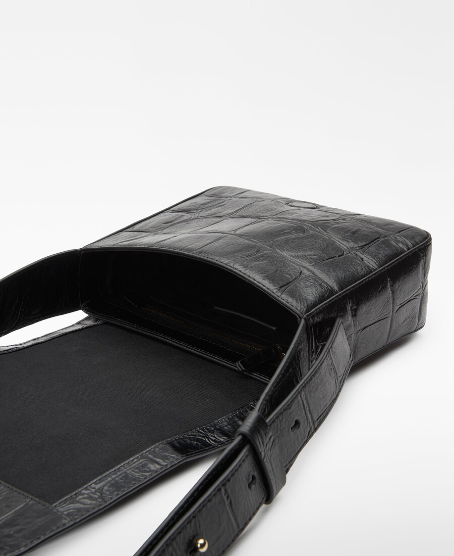 sac bandoulière femme en cuir mica à motif crocodile