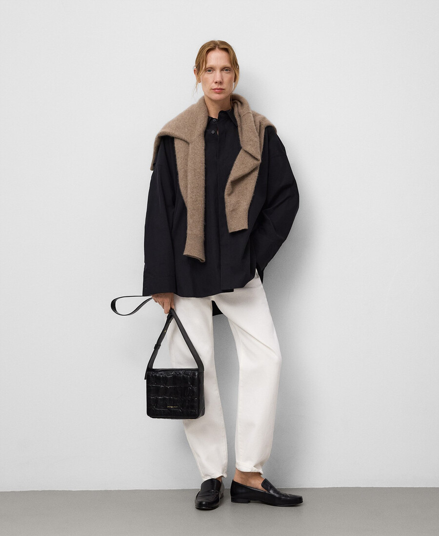 sac bandoulière femme en cuir mica à motif crocodile