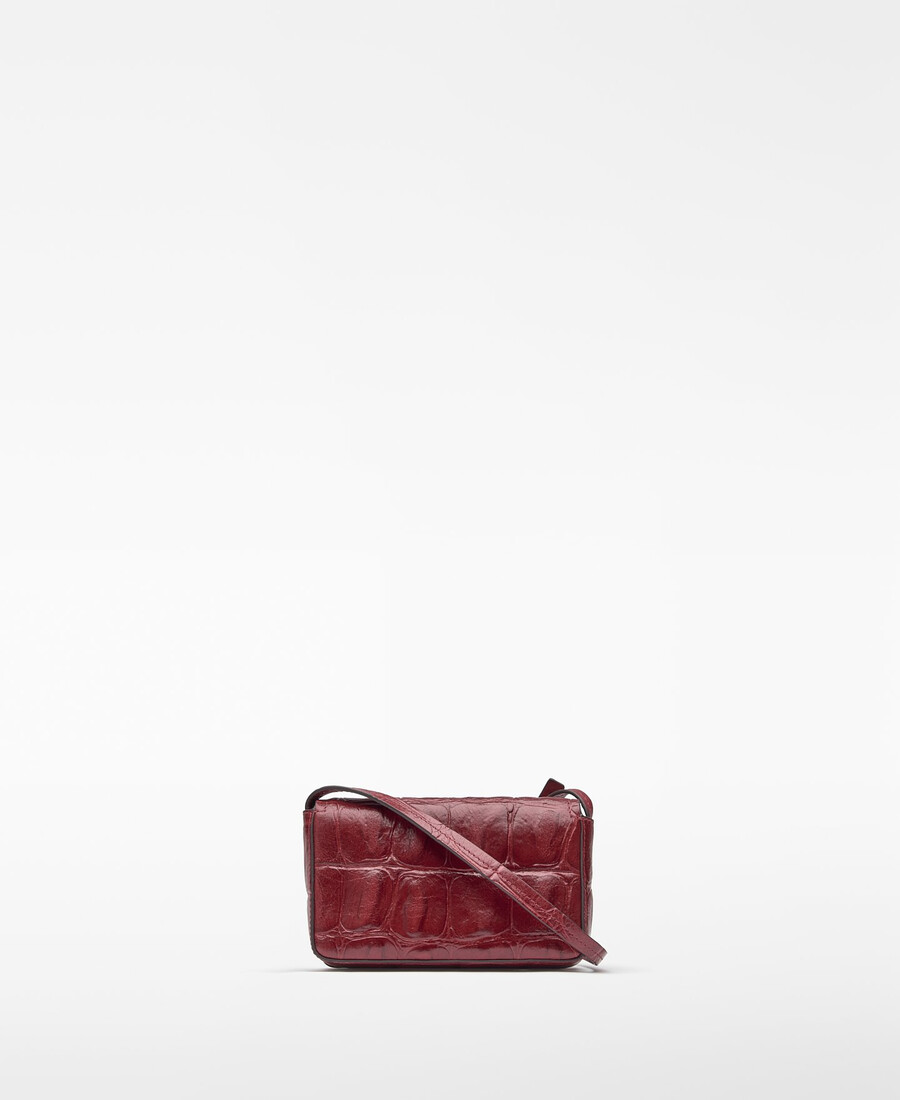 mini sac bandoulière femme en cuir mica à motif crocodile