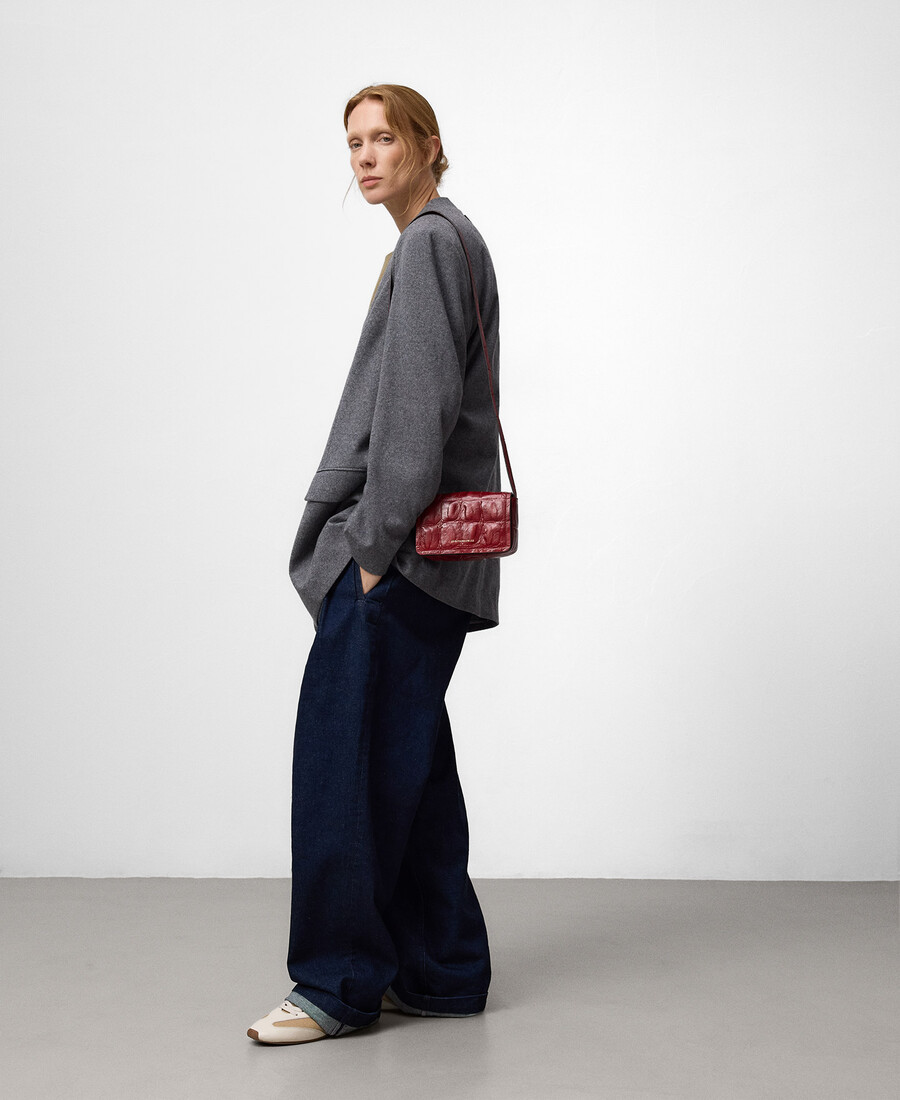 mini sac bandoulière femme en cuir mica à motif crocodile