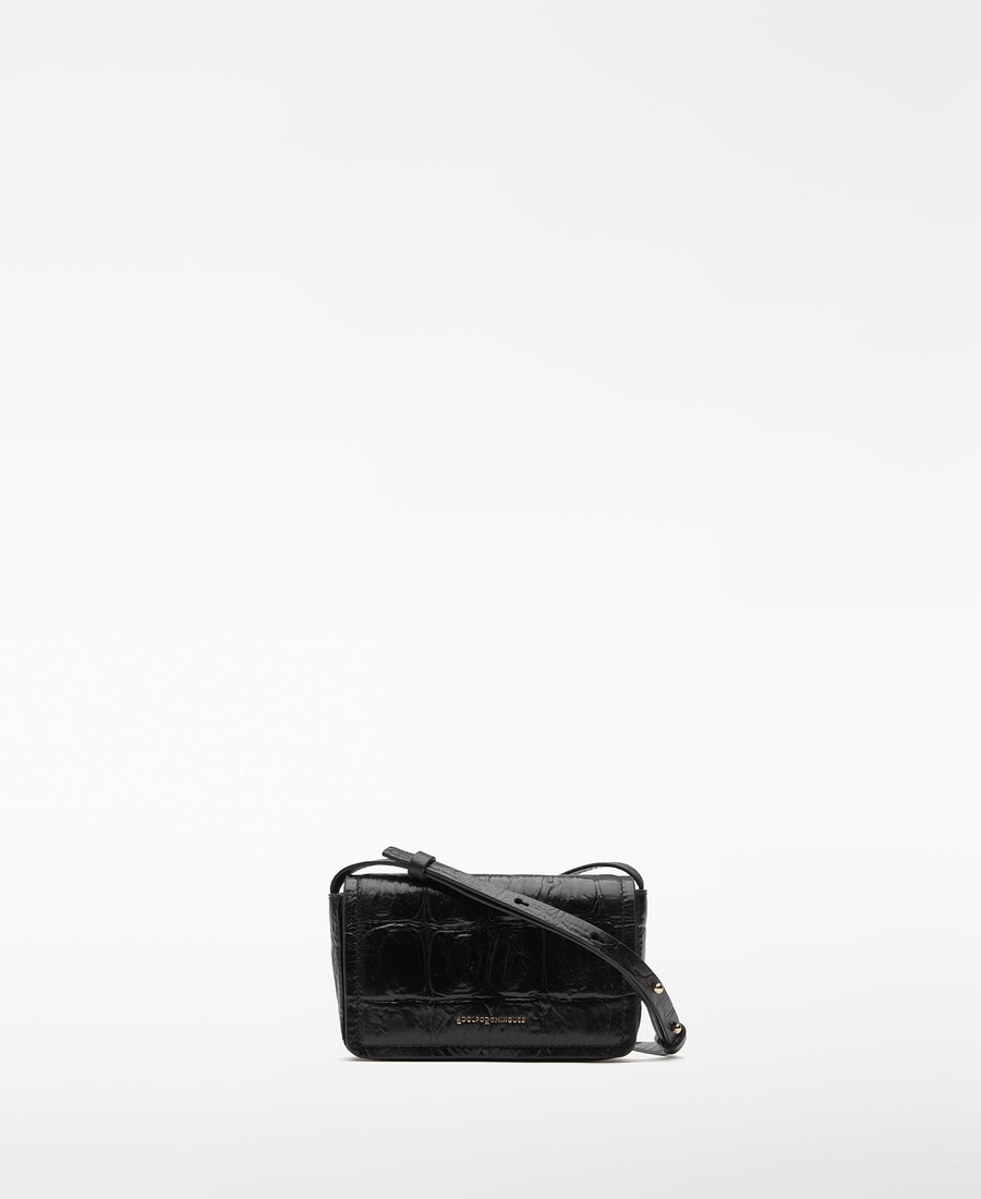 mini sac bandoulière femme en cuir mica à motif crocodile