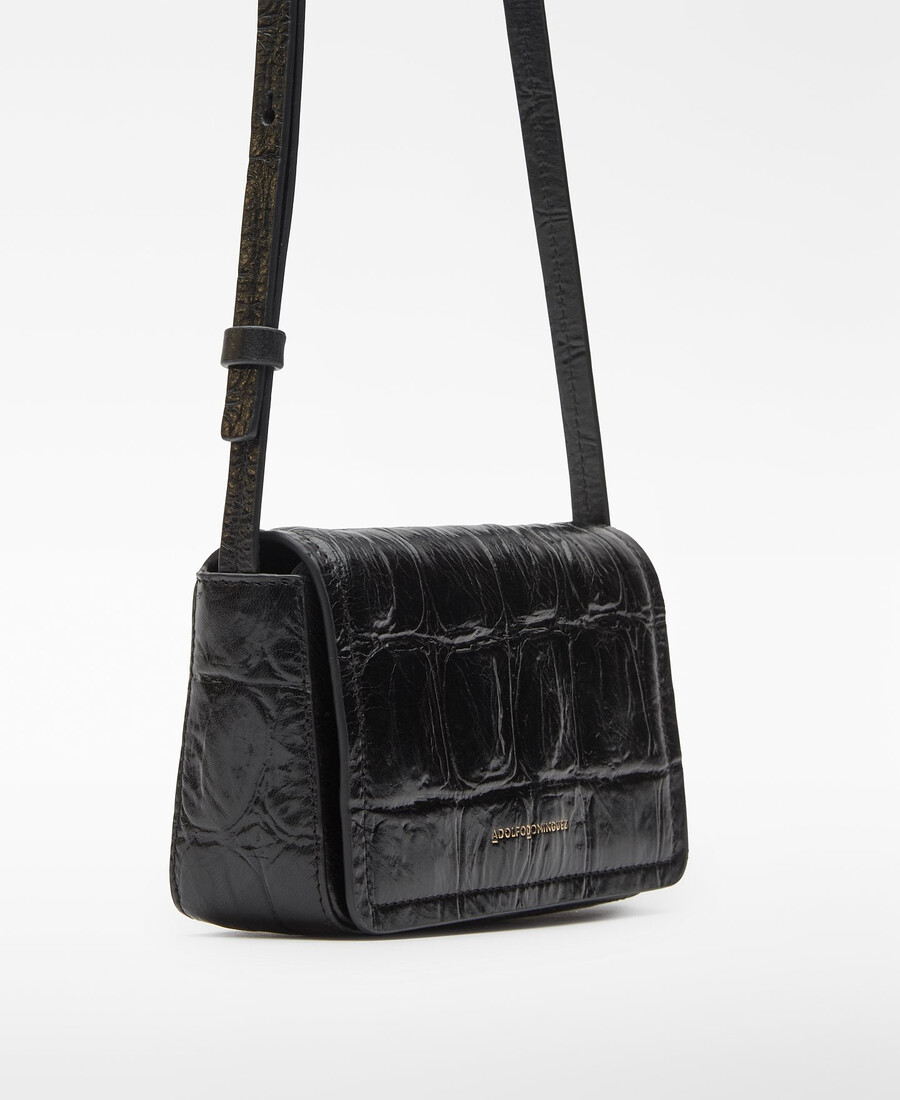 mini sac bandoulière femme en cuir mica à motif crocodile