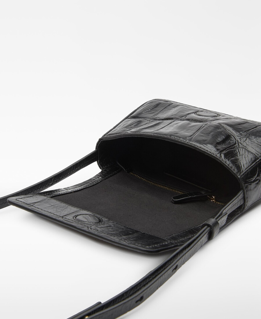 mini sac bandoulière femme en cuir mica à motif crocodile