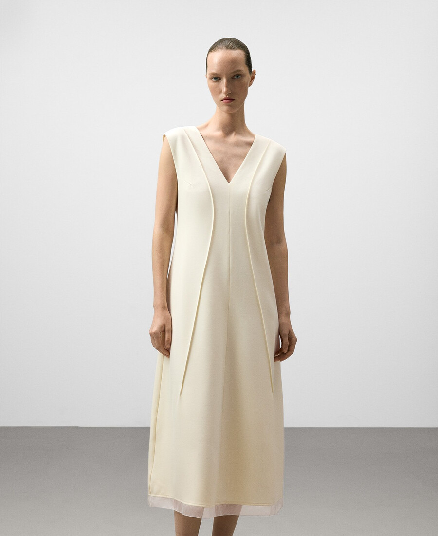 robe cintrée à col en v pour femme