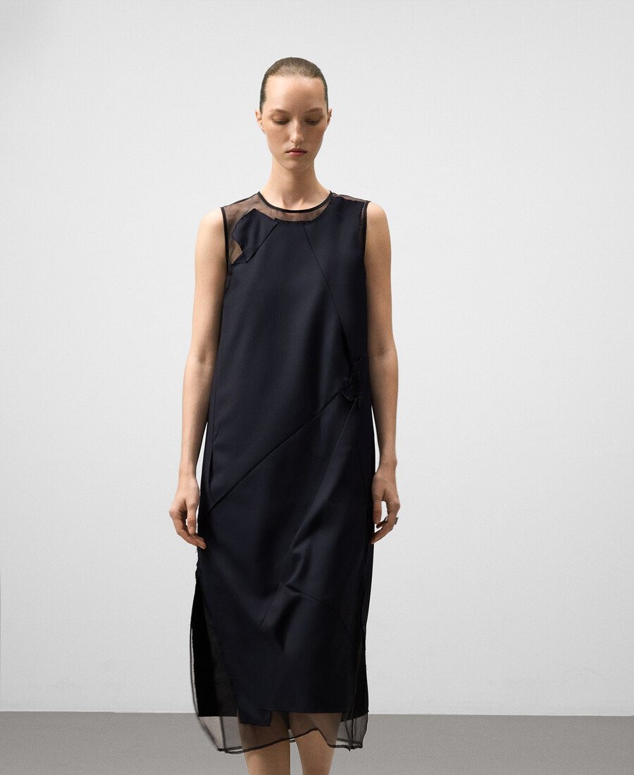 robe froissée en tissu contrasté pour femme