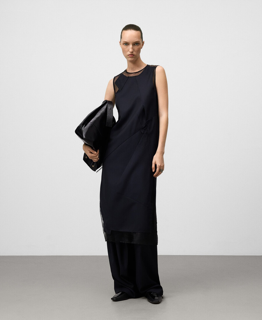 robe froissée en tissu contrasté pour femme