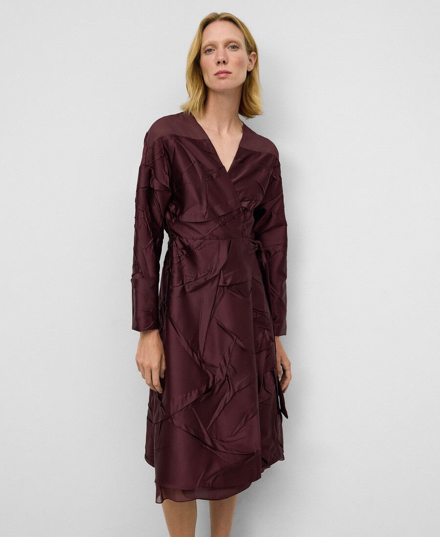 robe froissée en tissu contrasté pour femme