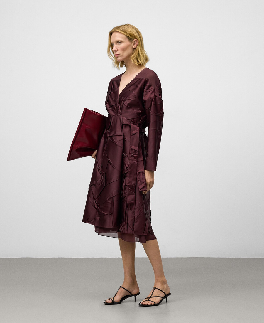 robe froissée en tissu contrasté pour femme