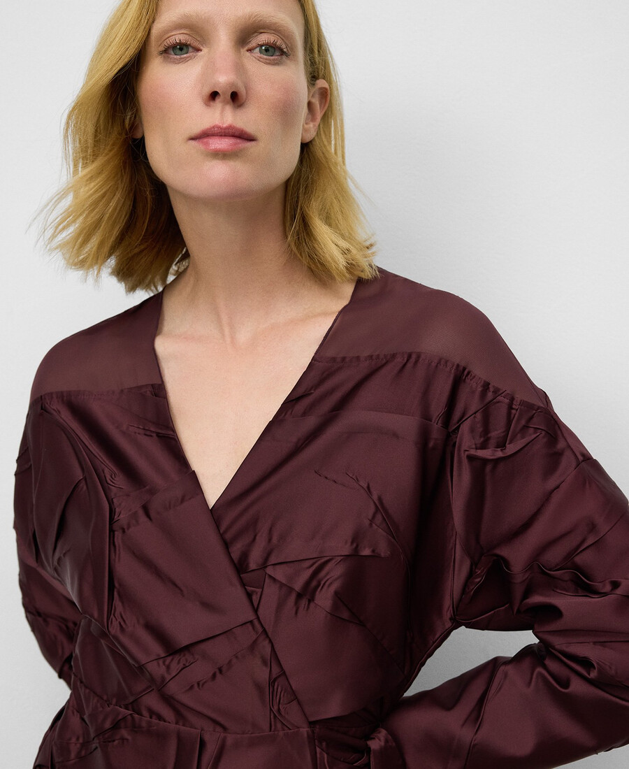 robe froissée en tissu contrasté pour femme