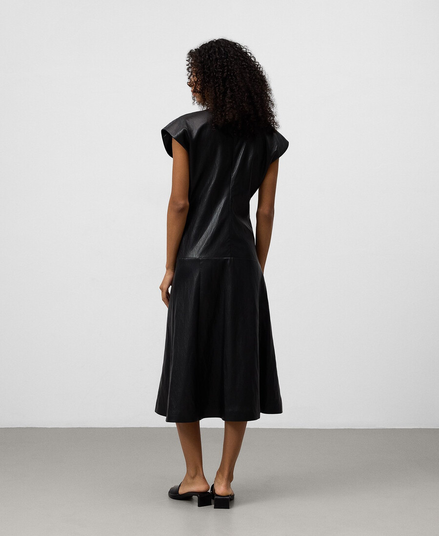 robe midi femme en cuir et non-cuir
