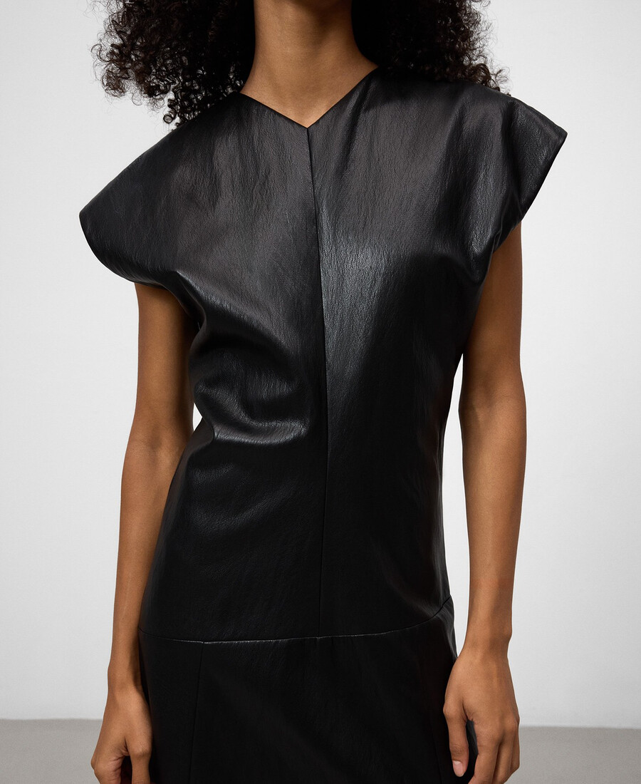 robe midi femme en cuir et non-cuir