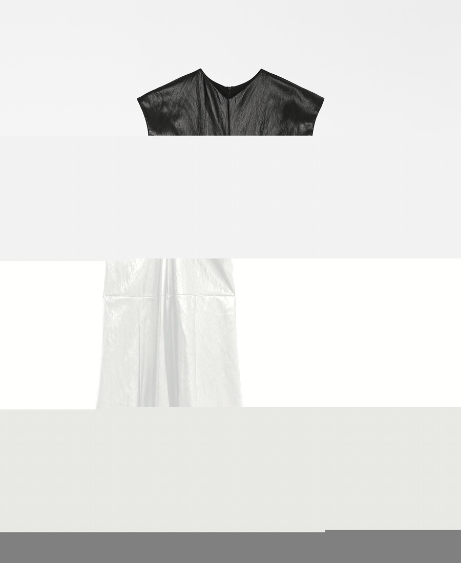 robe midi femme en cuir et non-cuir
