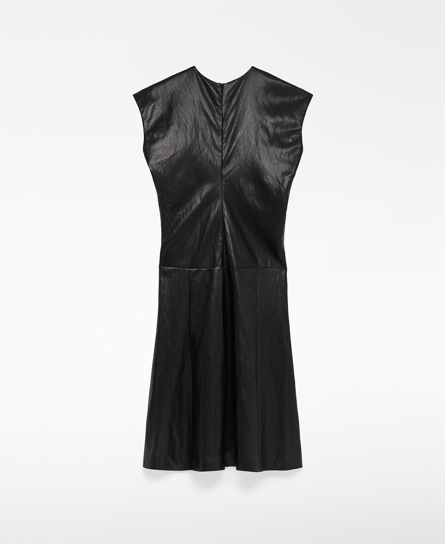 robe midi femme en cuir et non-cuir