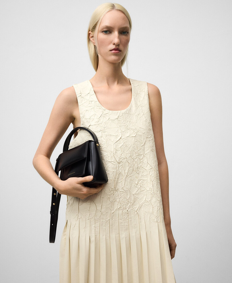 robe plissée en cuir ou non-cuir pour femme