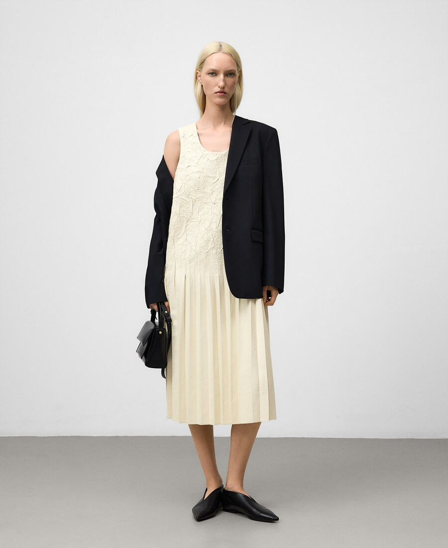 robe plissée en cuir ou non-cuir pour femme