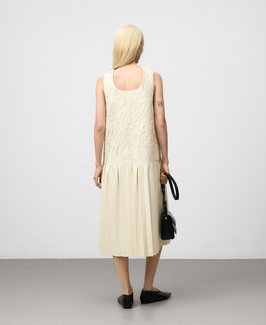 robe plissée en cuir ou non-cuir pour femme