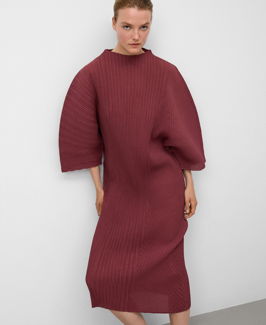 robe froissée à col perkins pour femme