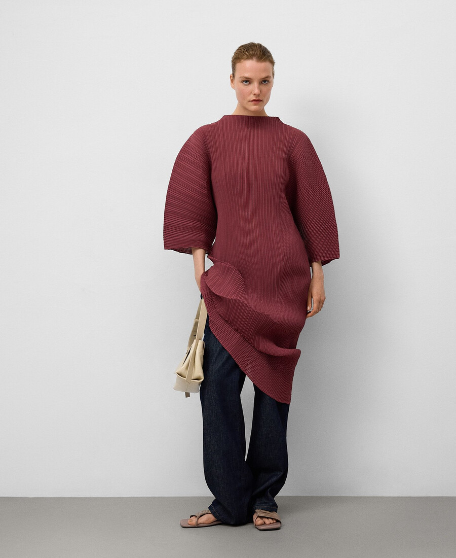 robe froissée à col perkins pour femme