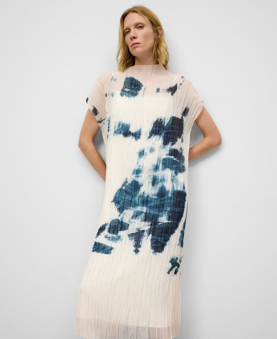 robe droite imprimée froissée pour femme