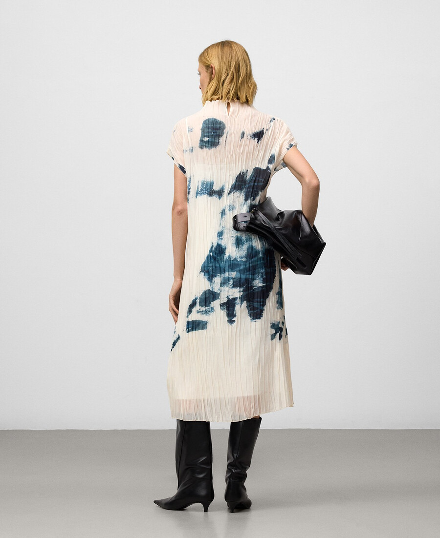 robe droite imprimée froissée pour femme