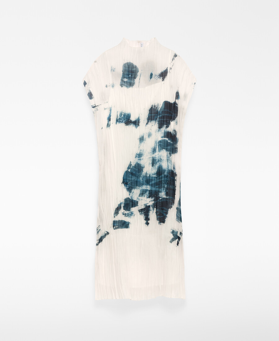 robe droite imprimée froissée pour femme