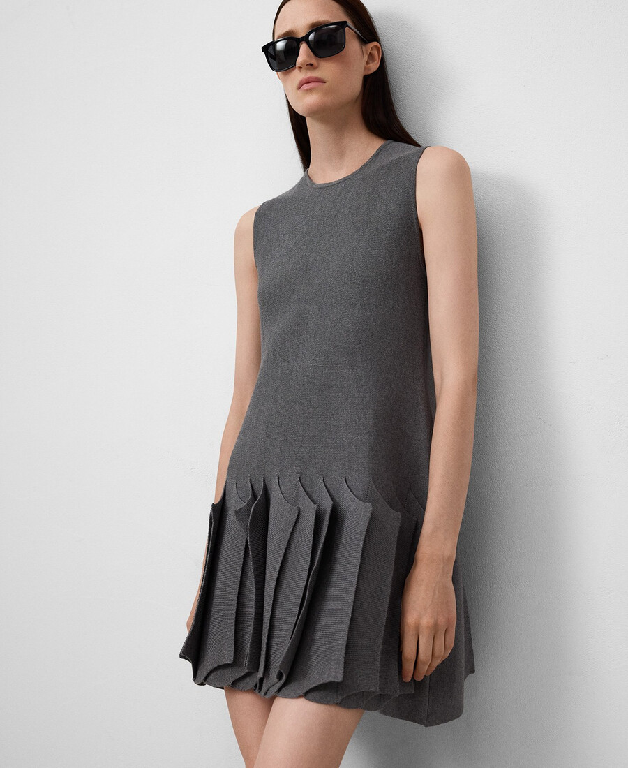 robe en maille à ourlet plissé pour femme
