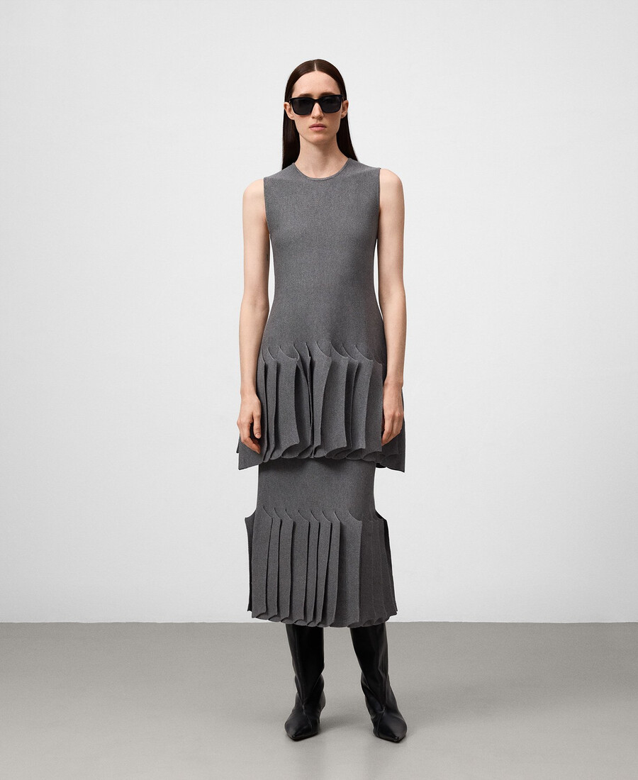 robe en maille à ourlet plissé pour femme