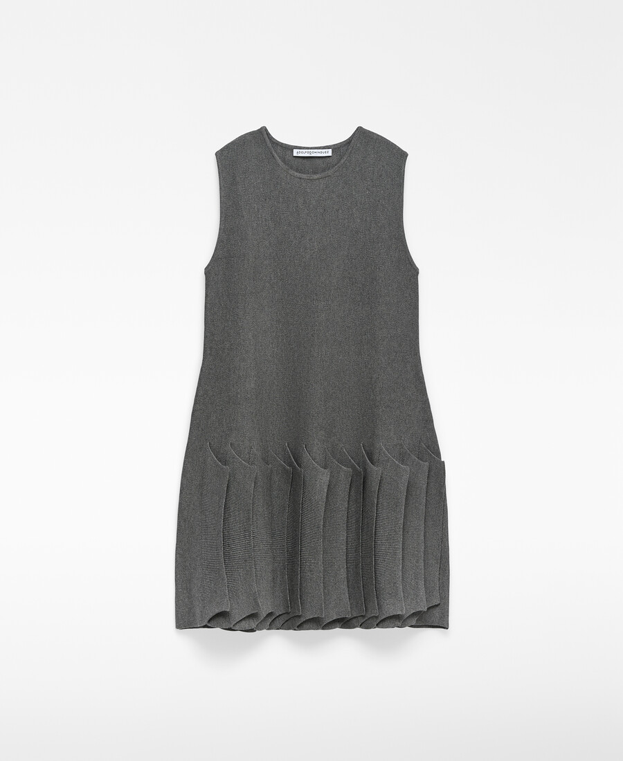 robe en maille à ourlet plissé pour femme