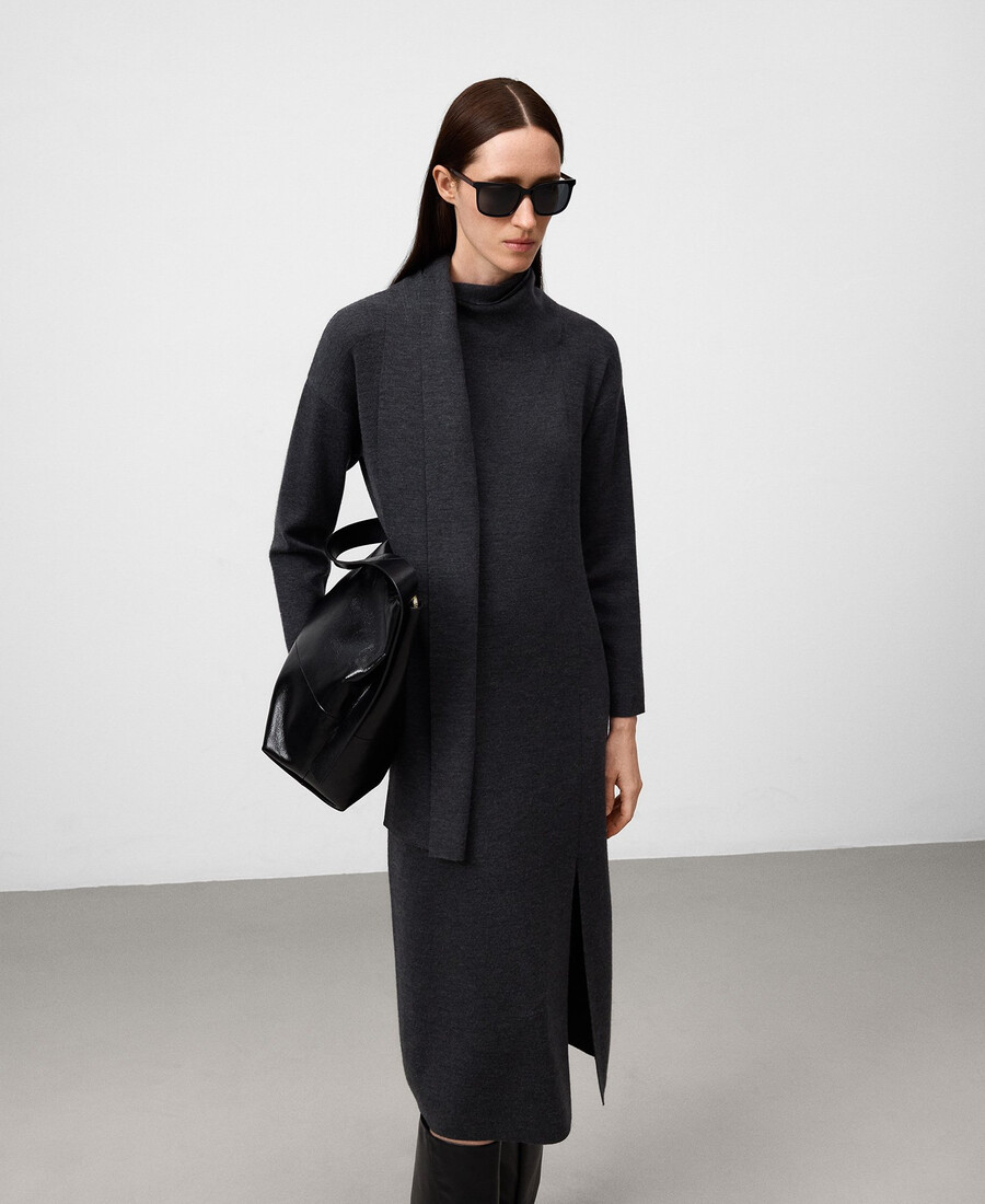 robe midi femme à col foulard