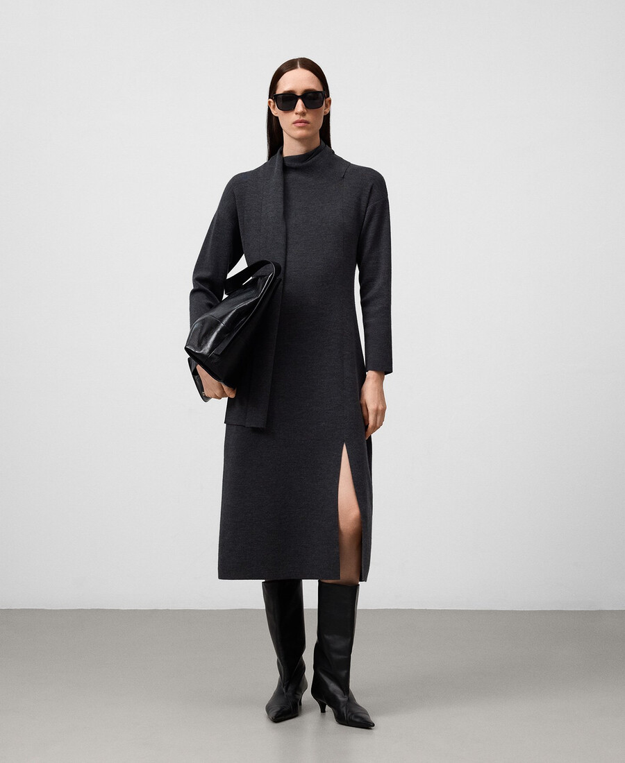 robe midi femme à col foulard