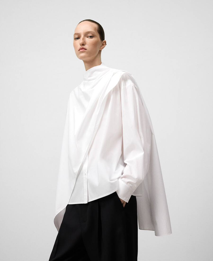 chemise avec châle superposé femme