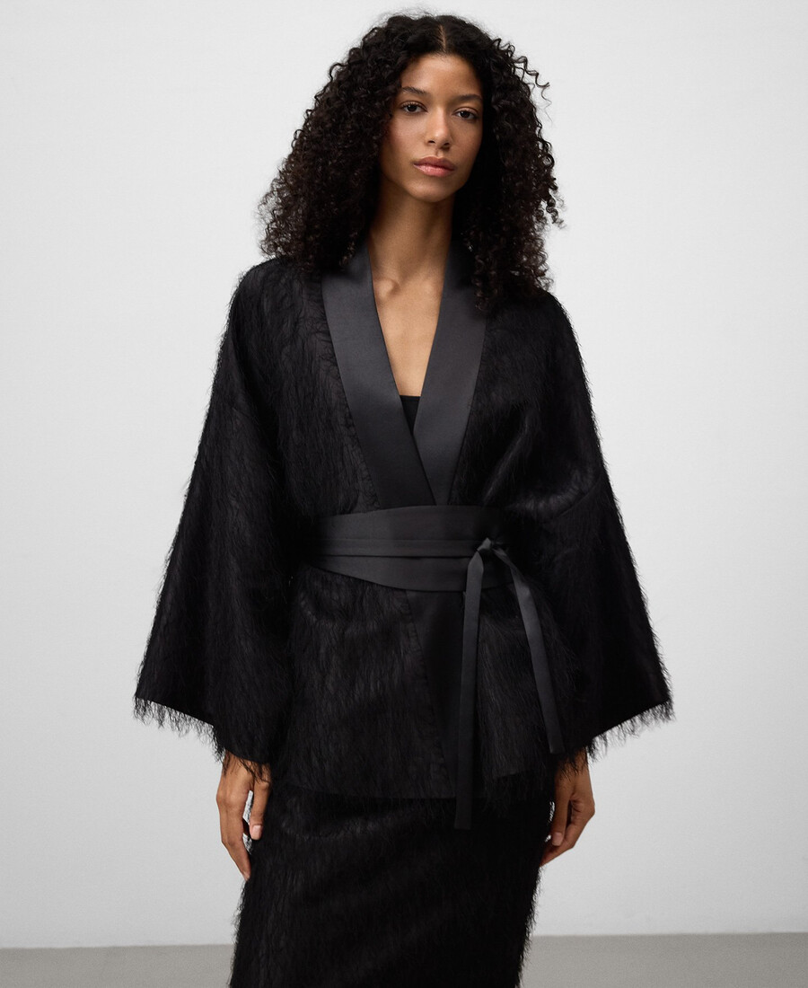 veste kimono à franges pour femme