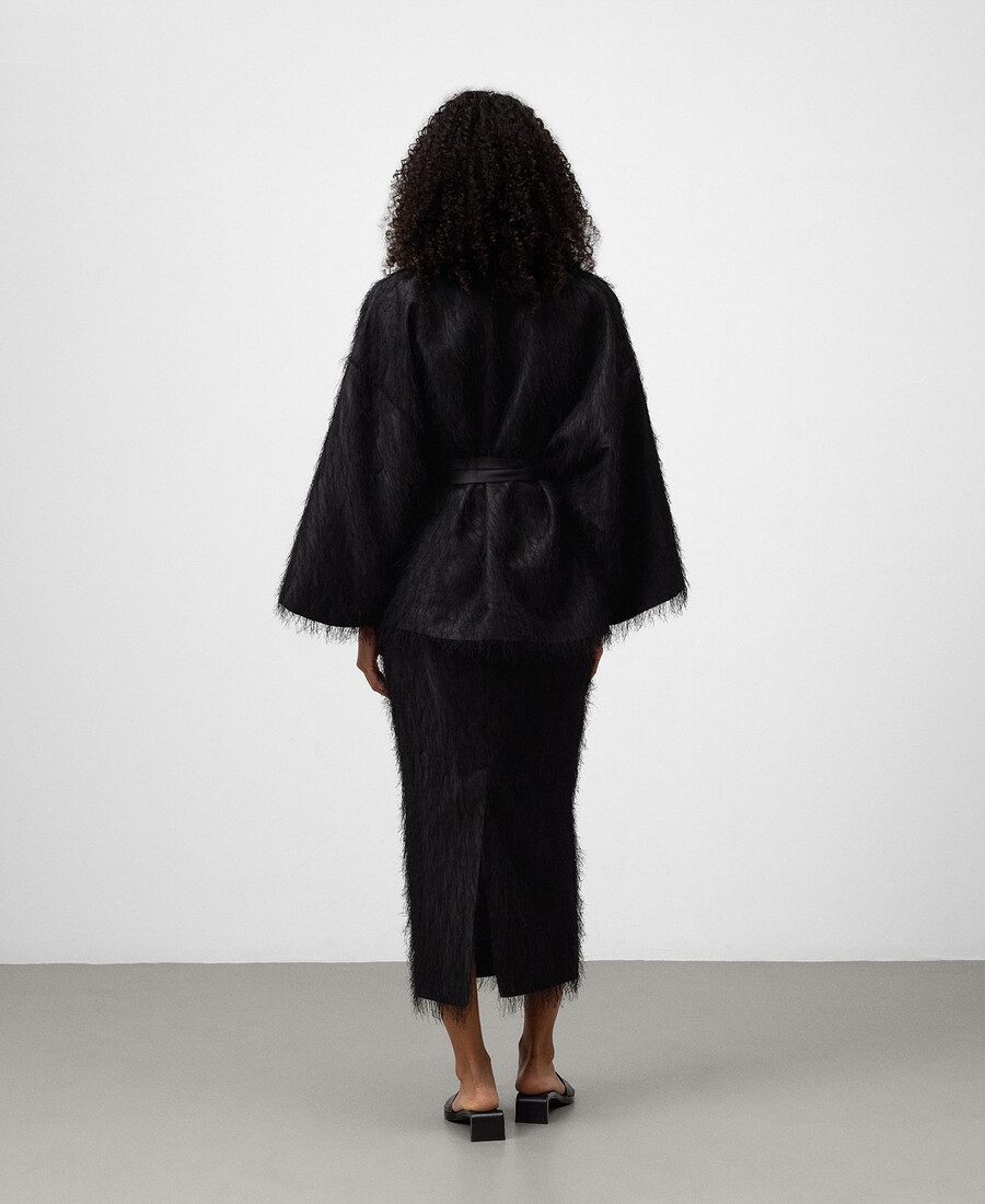 veste kimono à franges pour femme
